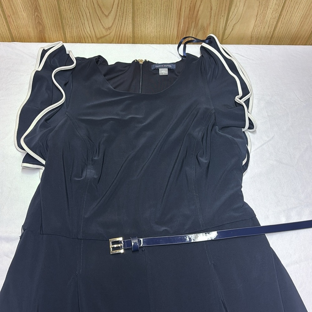 Tommy Hilfiger Blue and White Ruffled Sleeve Romper - Picture 5 of 11